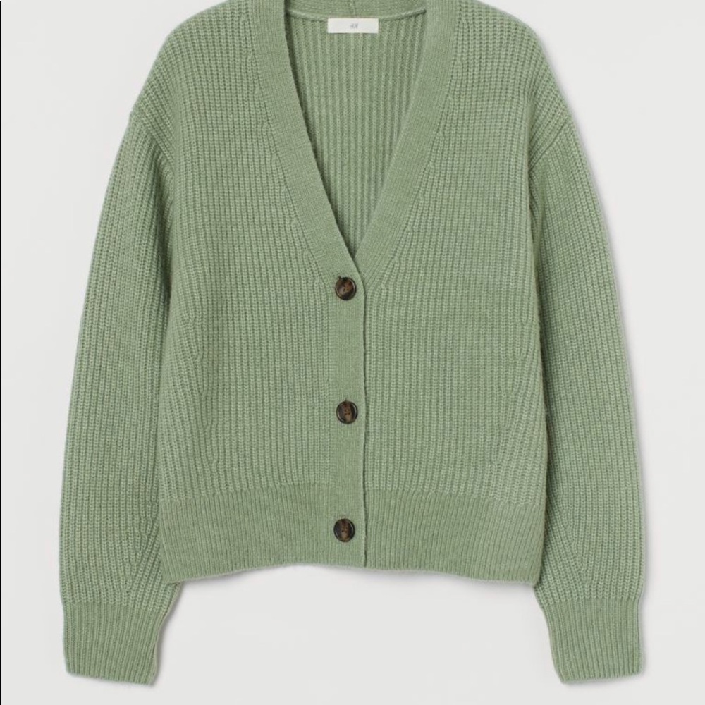 H&M SAGE GREEN KNIT CARDIGAN